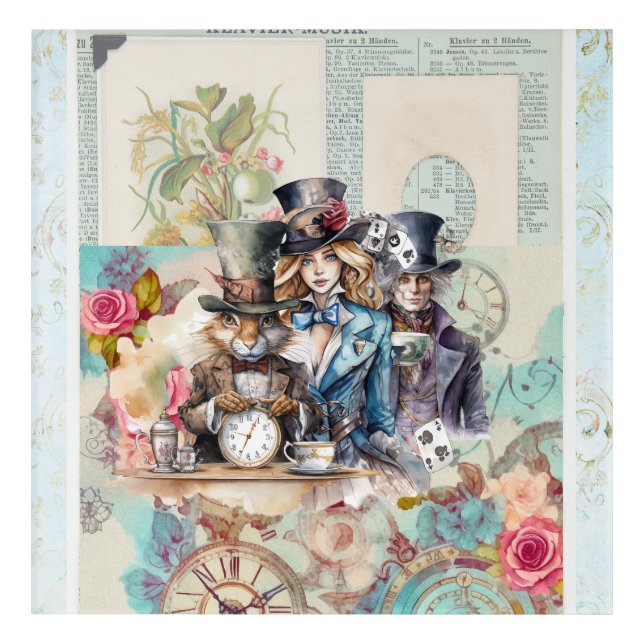  Rabbit, Alice and Mad Hatter in Top Hats Acrylic Print (Front)