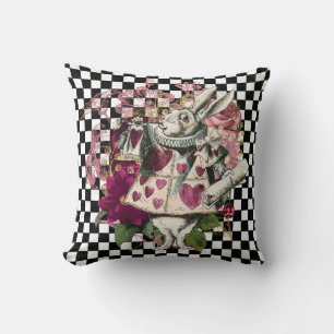 Rabbit Alice in Wonderland Elegant Throw Pillow