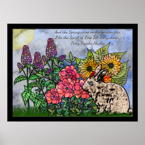 Rabbit Amid Spring Flowers _ Percy Blysse Shelley Poster