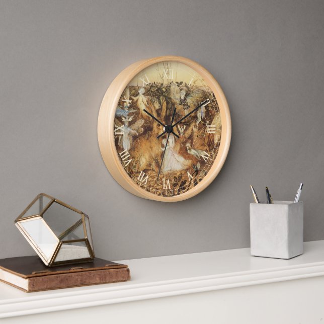 Rabbit Among the Fairies, Vintage Fairy Tales Clock (Office)