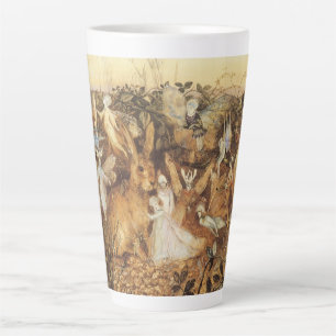 Rabbit Among the Fairies, Vintage Fairy Tales Latte Mug