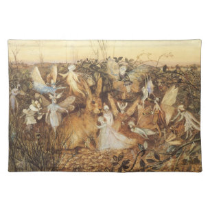 Rabbit Among the Fairies, Vintage Fairy Tales Placemat