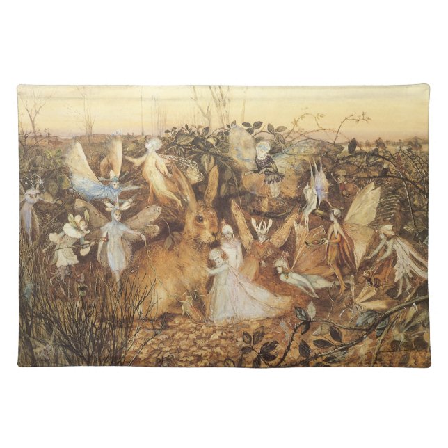 Rabbit Among the Fairies, Vintage Fairy Tales Placemat (Front)