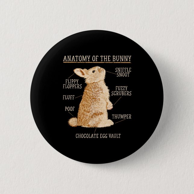 Rabbit Anatomy Bunny Lover Animal Pet Owner  Button (Front)