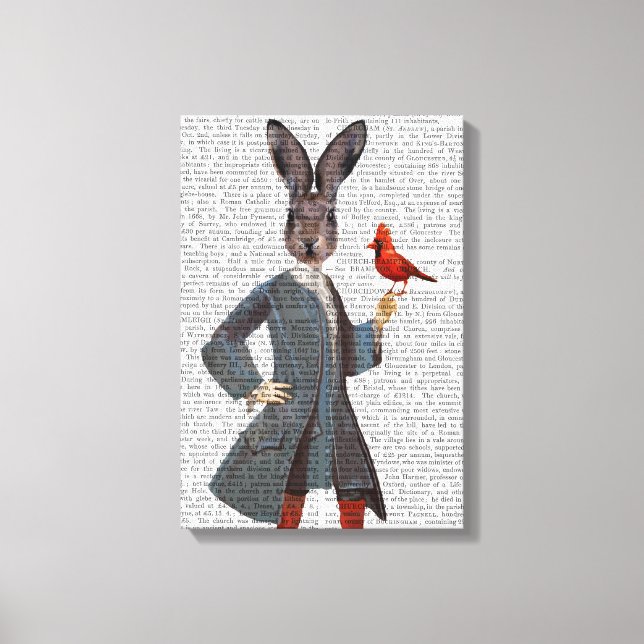 Rabbit And Bird Canvas Print (Front)