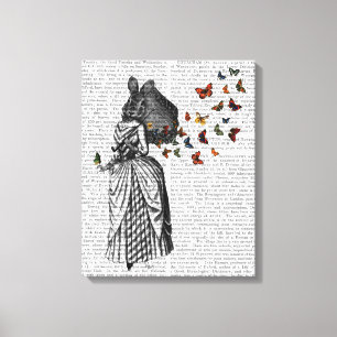 Rabbit and Butterfly Parasol Canvas Print