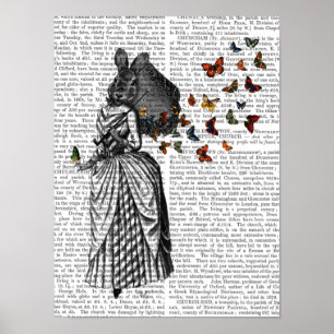 Rabbit and Butterfly Parasol Poster
