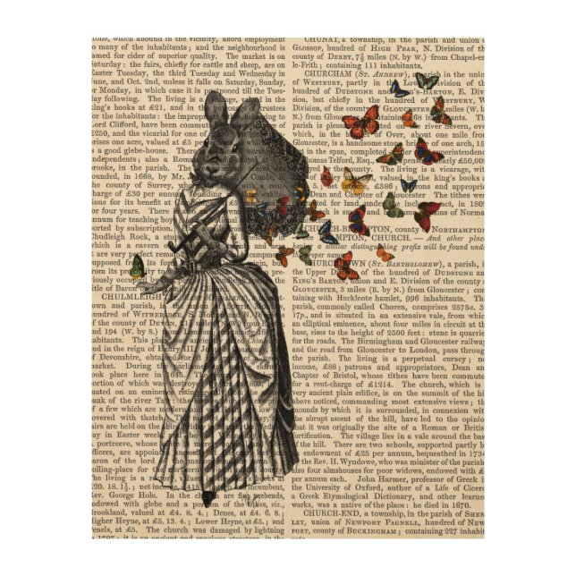 Rabbit and Butterfly Parasol Wood Wall Art (Front)