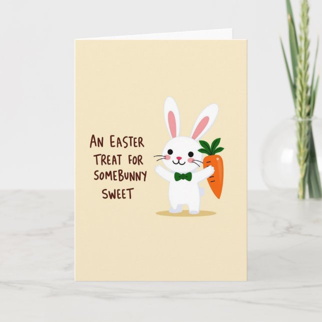 Rabbit And Carrot Easter Card (Front)
