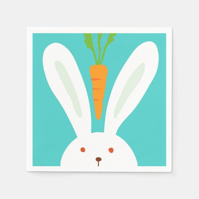 Rabbit and Carrot Paper Napkins (Front)