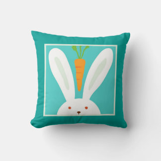 Rabbit and Carrot Throw Pillow