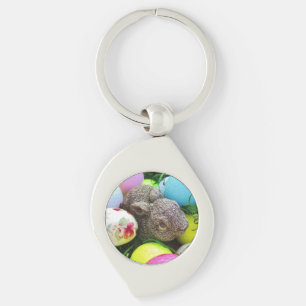 Rabbit and colored Golf Balls Keychain