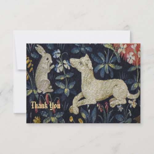 Rabbit and Dog Tapestry Detail Thank You Card