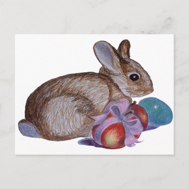 Rabbit And Easter Eggs Painting Holiday Postcard (Front)
