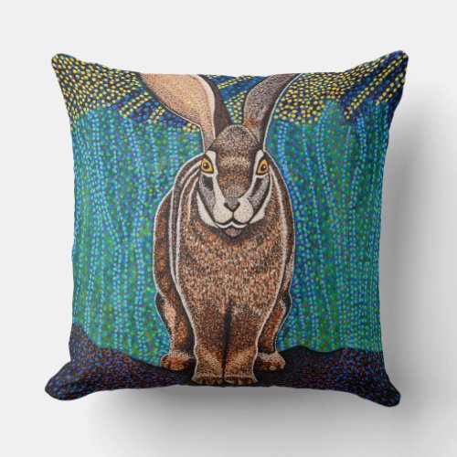 Rabbit and Gazelle Throw Pillow