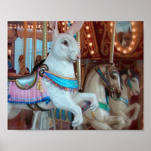 Rabbit and Horses Merry_Go_Round  Poster