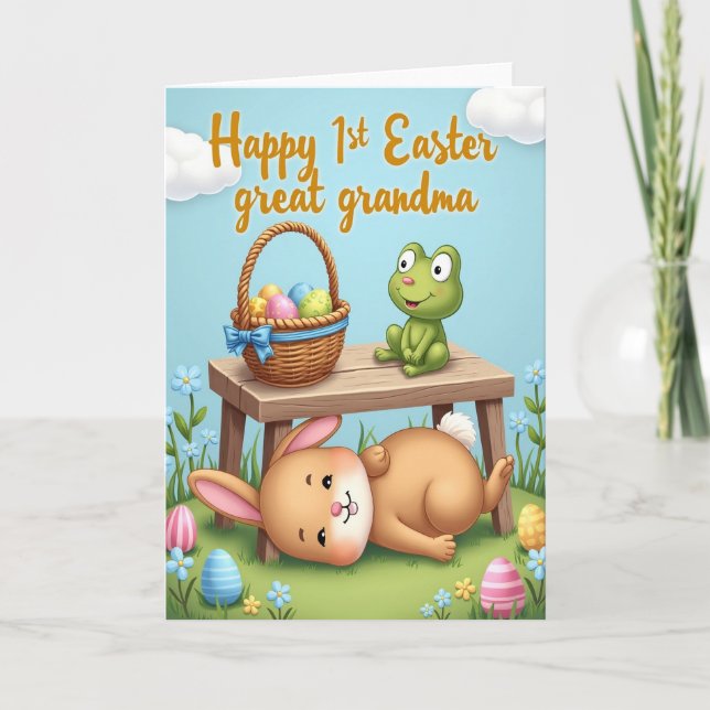 Rabbit And Patterned Egg Card (Front)