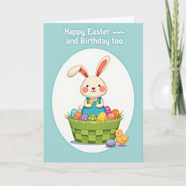 Rabbit And Patterned Ovals Card (Front)