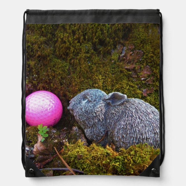 rabbit and pink golf ball drawstring bag (Front)