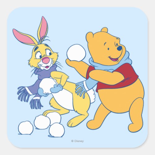 Rabbit and Pooh Square Sticker