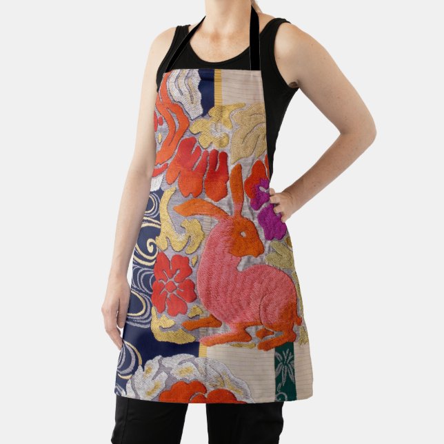 Rabbit and Running Water, Japanese Design Apron (Insitu)