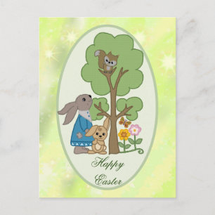 rabbit and squirrel postcard