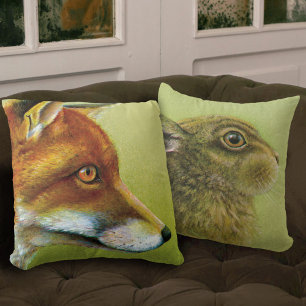 Rabbit and the fox fine art pillow