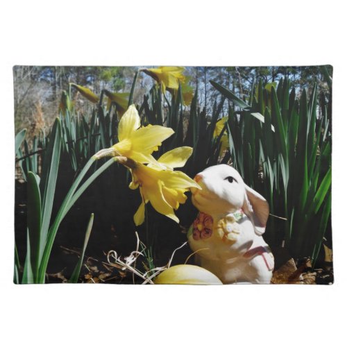 Rabbit and Yellow  Easter egg Cloth Placemat