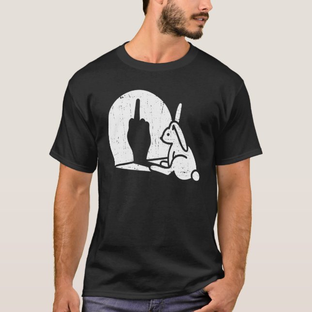 Rabbit Animal Bunny Shadow Play Pun T-Shirt (Front)
