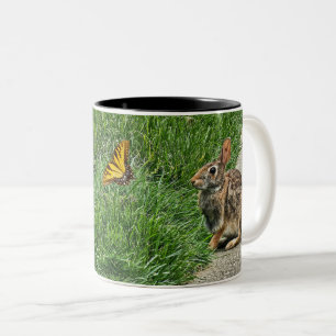 Rabbit art Two-Tone coffee mug