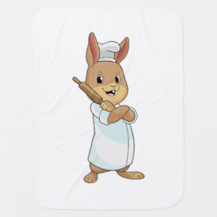 Rabbit as Baker with Rolling pin Baby Blanket