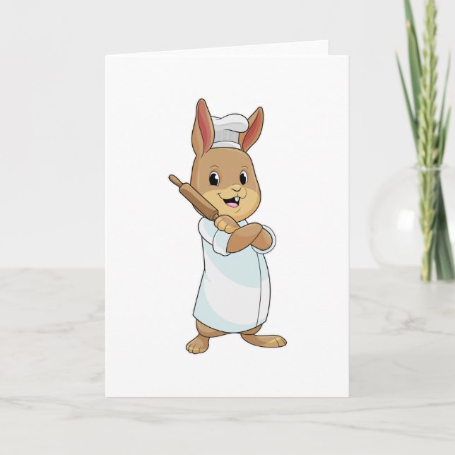 Rabbit as Baker with Rolling pin Card (Front)