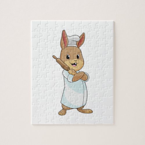 Rabbit as Baker with Rolling pin Jigsaw Puzzle