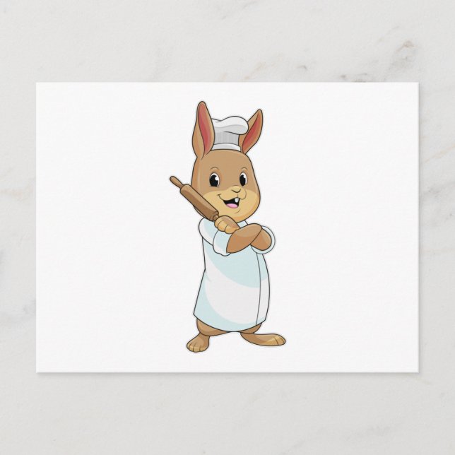 Rabbit as Baker with Rolling pin Postcard (Front)