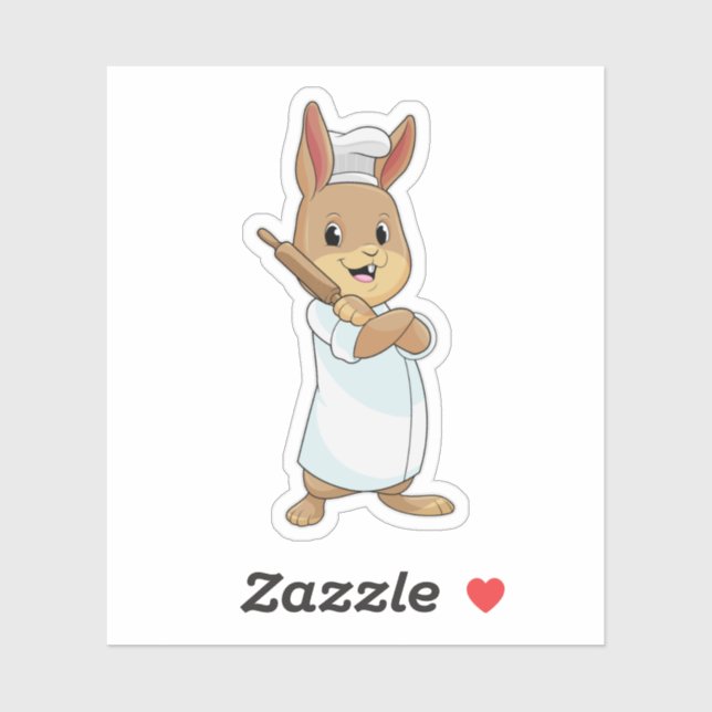 Rabbit as Baker with Rolling pin Sticker (Sheet)