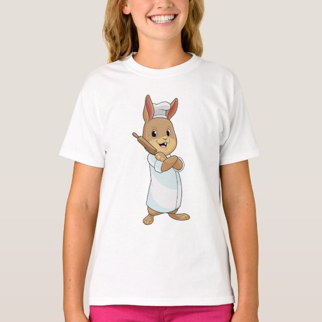Rabbit as Baker with Rolling pin T-Shirt (Front)