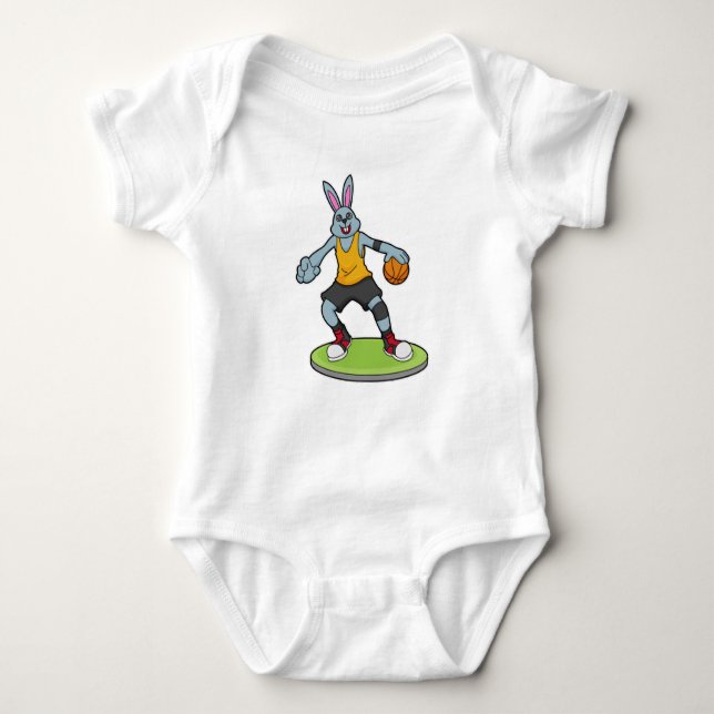 Rabbit as Basketball player with Basketball Baby Bodysuit (Front)