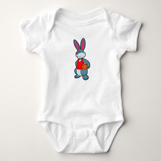 Rabbit as Basketball player with Basketball Baby Bodysuit (Front)