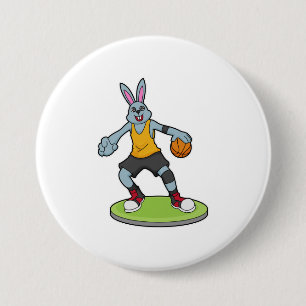 Rabbit as Basketball player with Basketball Button