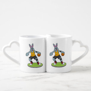 Rabbit as Basketball player with Basketball Coffee Mug Set
