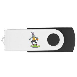 Rabbit as Basketball player with Basketball Flash Drive