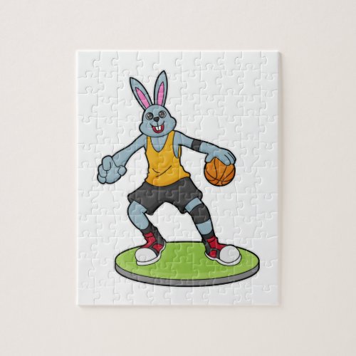 Rabbit as Basketball player with Basketball Jigsaw Puzzle