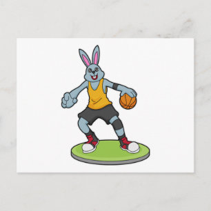 Rabbit as Basketball player with Basketball Postcard