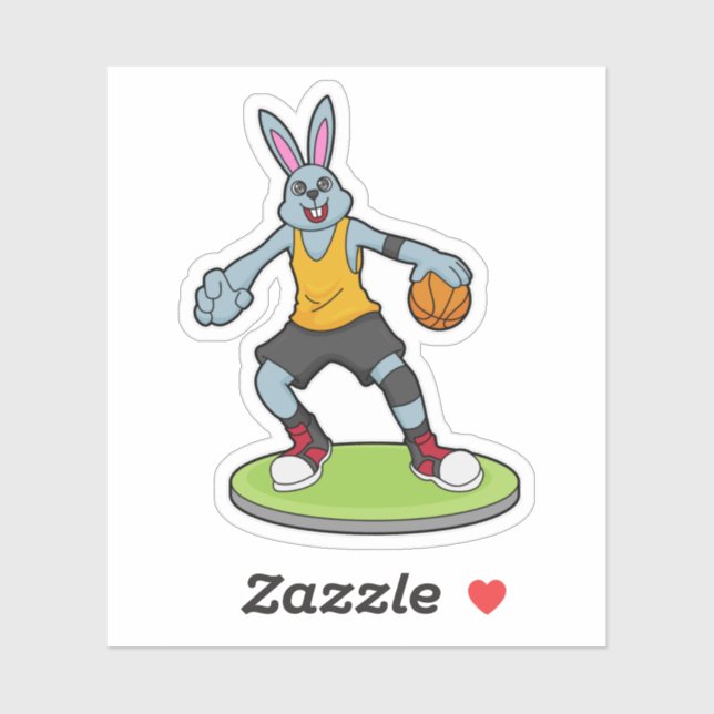 Rabbit as Basketball player with Basketball Sticker (Sheet)