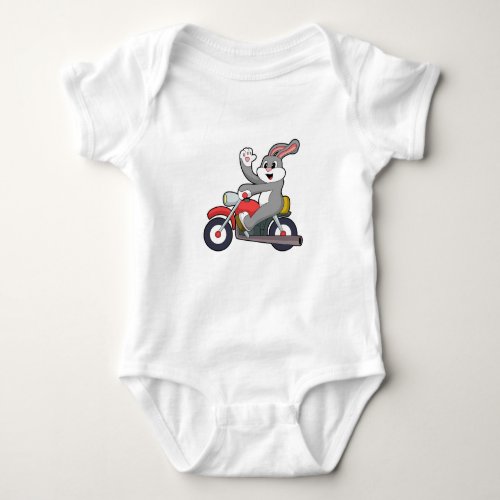 Rabbit as Biker with MotorcyclePNG Baby Bodysuit