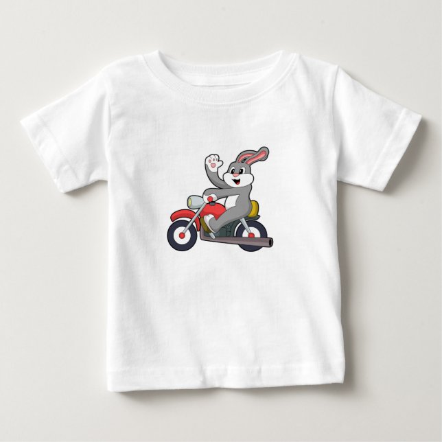 Rabbit as Biker with Motorcycle.PNG Baby T-Shirt (Front)