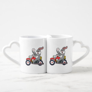 Rabbit as Biker with Motorcycle.PNG Coffee Mug Set