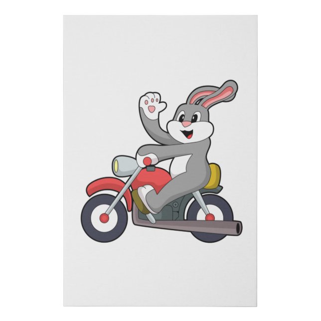 Rabbit as Biker with Motorcycle.PNG Faux Canvas Print (Front)
