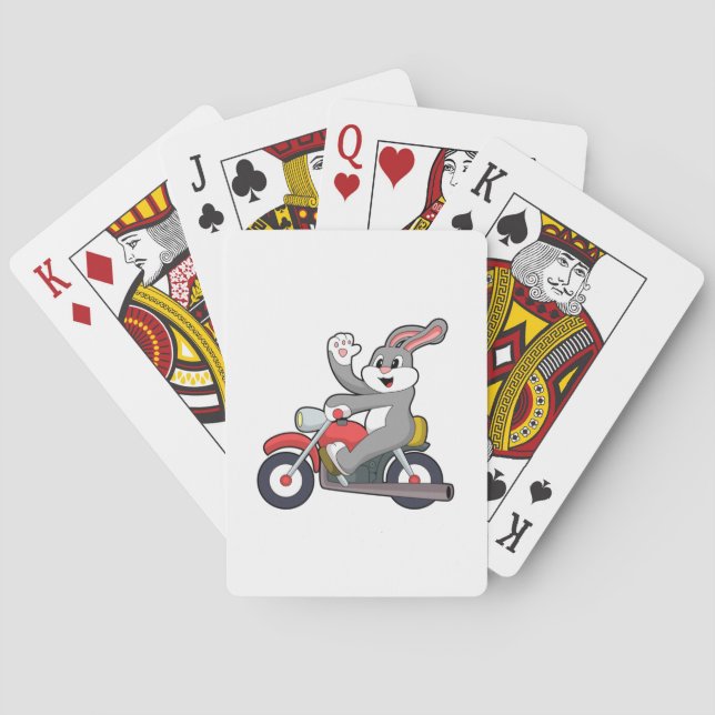 Rabbit as Biker with Motorcycle.PNG Poker Cards (Back)