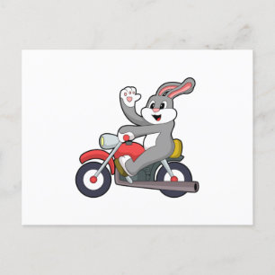 Rabbit as Biker with Motorcycle.PNG Postcard